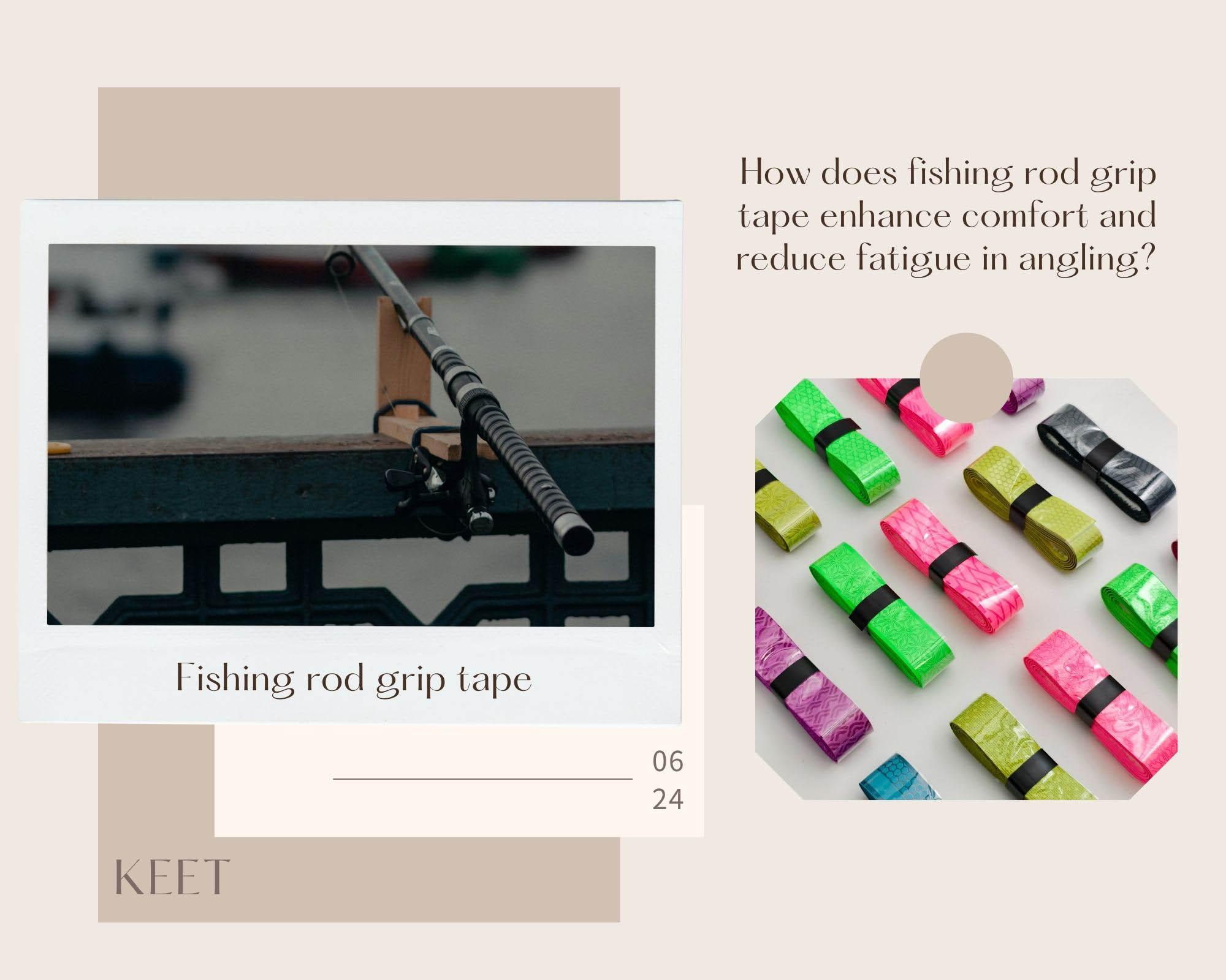 How does fishing rod grip tape enhance comfort and reduce fatigue in angling?