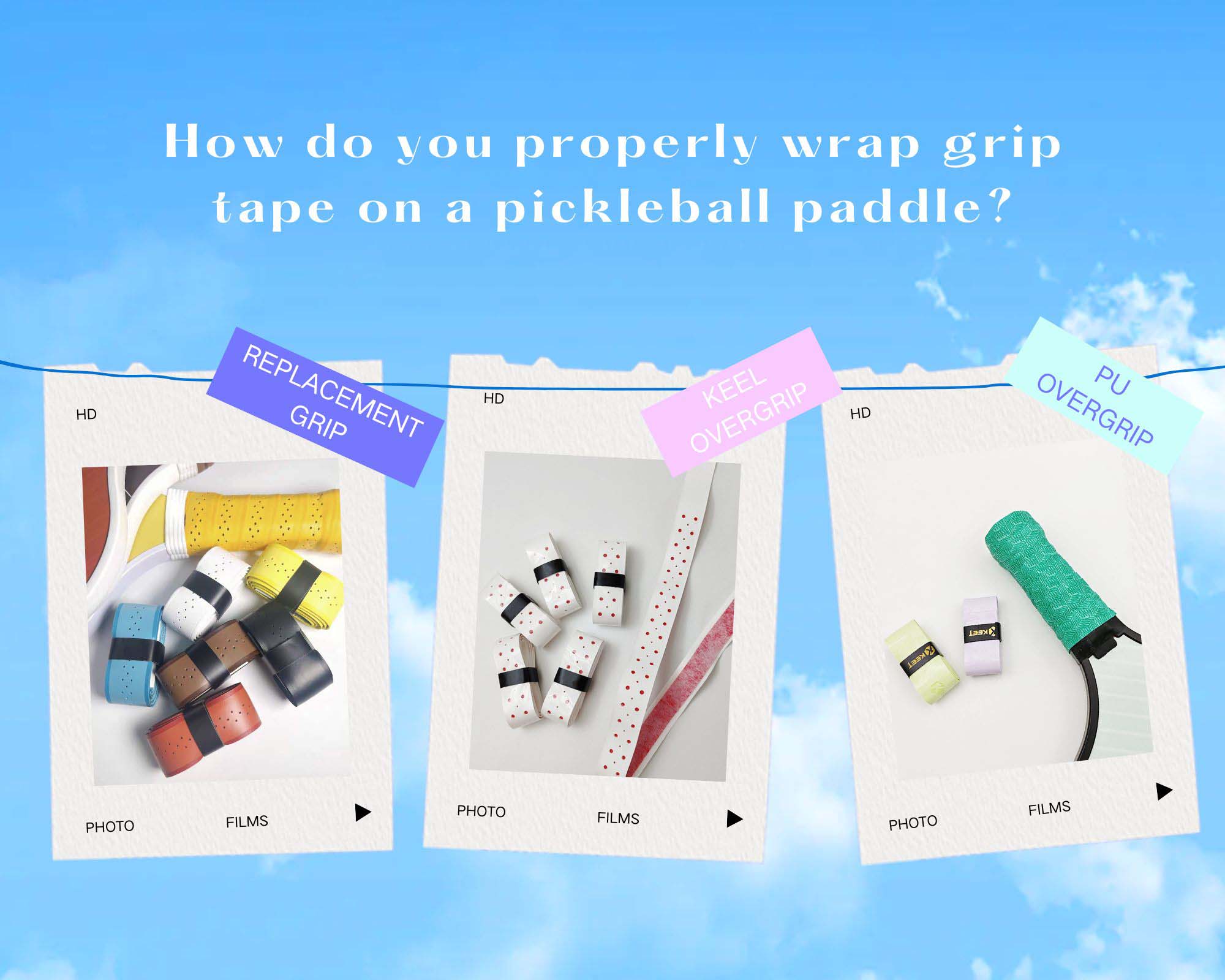How do you properly wrap grip tape on a pickleball paddle?