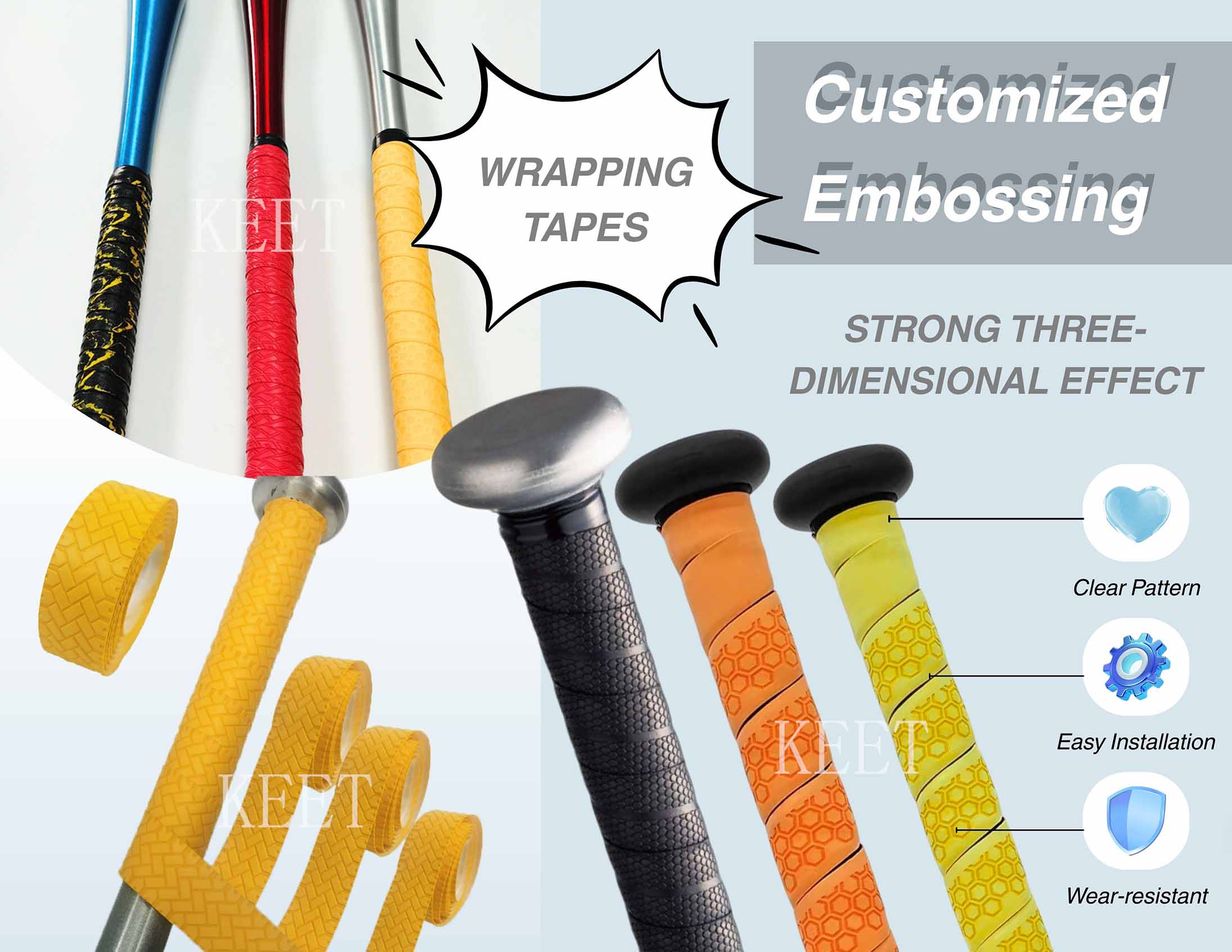 Printing Embossing Customization Baseball Bat Grip Tape